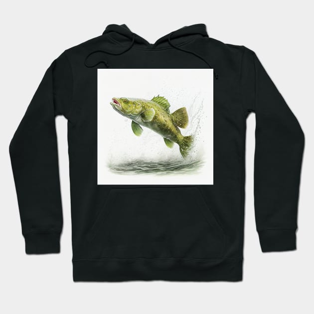 Green Cod Fish Watercolor Hoodie by Danielleroyer